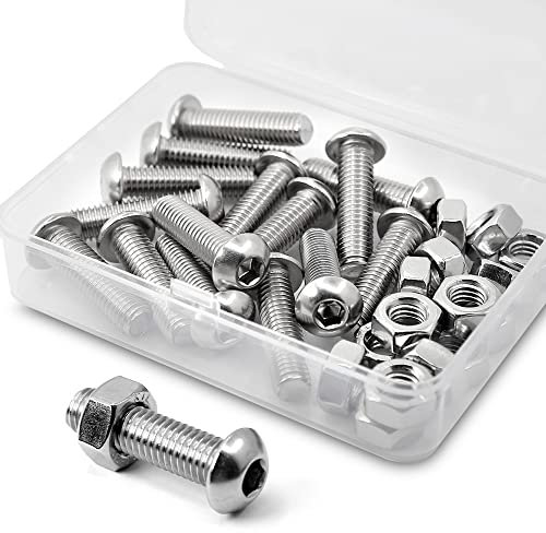 (15 Ensemble) M8 x 30mm 304 acier inoxydable Bouton vis à tête hexagonale et écrous