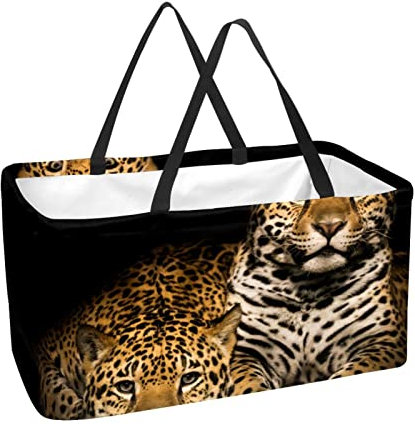 Wiederverwendbarer nkaufskorb Leopard Tragbare Faltbare Picknick- nkaufstüten Wäschekorb nkaufstasche