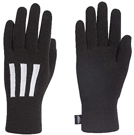 adidas 3-Stripes Conductive Gloves, Black/White, M