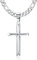Krfy 925 Sterling Silber kreuz kette für Herren Damen mit Edelstahl Diamant-Cut Figaro Kette Halskette Hoch Poliert Abgeschrägte Kante Kreuz Anhänger Halskette für Männer 46,51,56,61,66,76 cm