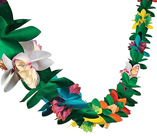 Pomrone Bunt Girlande, 300cm Hawaii Partygirlanden Grün Deko Banner Papier Hängende Dekorationen Girlande, Geburtstag Taufe Kommunion Konfirmation Karneval Fasching Fastnacht Hawaii Party