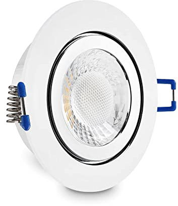 CONCEPTRUN LED Einbaustrahler rund Chrom für Dusche/Bad/Vordach Strahler 60mm-75mm Einbaudurchmesser IP44 inkl. Fassung und Leuchtmittel dimmbar warmweiß GU10 230V (Modell: RF9)