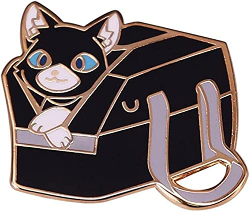 Nette Katze in der Tasche Emaille Pin - Kawaii Schwarz Kitty Tier Metall Brosche Zubehör Mode Abzeichen Dekoration Revers Schmuck