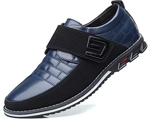 Uomo Loafers Premium Leather Comfort Business Casual Oxford Shoes Dress Shoes Fashion Dress Sneakers Office Working Driving Walking Shoe(Blu,47 EU