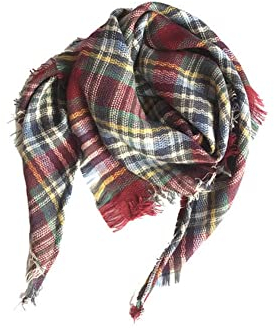 SHTGOI Sciarpa triangolare Stola in imitazione cashmere, sciarpa a quadri, per ragazze, ragazzi, bambini, coperta a quadri, sciarpa invernale a strisce, motivo poncho, foulard per autunno e inverno,