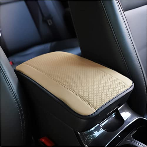 Leder Armlehnenkissen für Autos, Bezug für Mittelkonsole für Armlehne, Bequemes Zubehör für Autositze für die meisten Autos, Motorräder und SUVs (Beige)