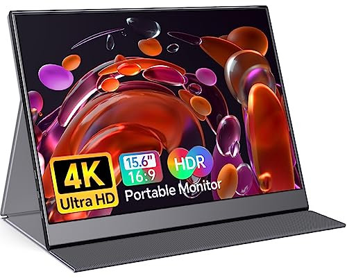 ForHelp True 4K - 15.6 UHD 3840×2160 100% sRGB USB-C HDMI Second Monitor External Portable IPS Computer Screen with Speakers for Laptop, MacBook Switch,