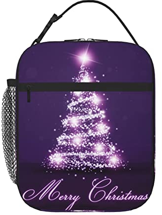 FRGMNT Tragbare isolierte Lunchtasche mit Weihnachtsbaum-Druck, hält Ihr Mittagessen überall frisch