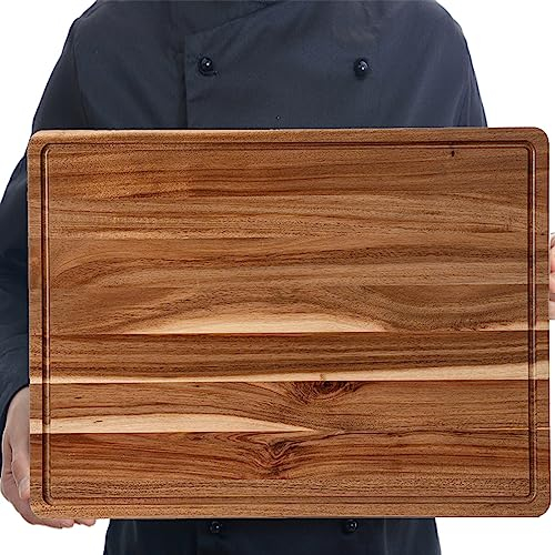 GaoMon 50,8 x 38,1 cm Akazien-Schneidebrett für Küche, großes Holz-Schneidebrett mit Saftrille, 3,8 cm dickes Schneidebrett für Fleisch, Gemüse und Käse, Charcuterie Board