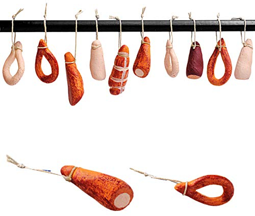 alles-meine.de GmbH 3 Stück Miniaturen - Würste - Schinken - Salami Schinkenwurst - Diorama - Maßstab 1:12 - z.B. für Puppenstube Küche - Puppenhaus/Klein - Mini - Puppen..