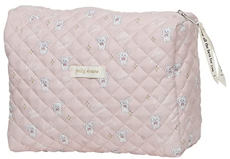 Gesteppte Kosmetiktasche Tragbare Puffer Makeup Bag Reise Kosmetiktasche Gross Kulturbeutel aus Baumwolle Puffy Cosmetic Bag Grosse Kosmetiktasche mit Blumenmuster