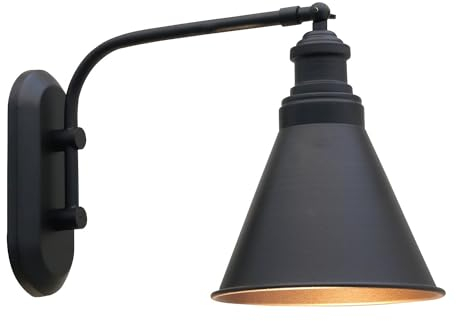bamyum Champion Wandleuchte Innen aus Metall Schwarz, Wandlampe Innen, Wanddeko Wohnzimmer, Wandlampe Badezimmer, Wandleuchte Schlafzimmer, Deko Wohnzimmer, Wandlampe Groß, Leuchter, Wandleuchte