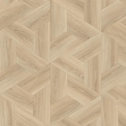 Natural Windmill Parquet Siren Vinyl Flooring 4mm Thick Durable Felt Backed Lino Kitchen Bathroom (4m x 6.5m)