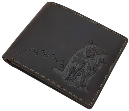 myledershop Büffel-Vollleder Geldbörse (Modell 2 / Querformat/Braun) | RFID & NFC Schutz, Geldbeutel, Portemonnaie, Geldtasche