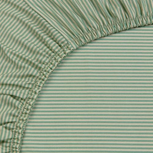 PiP Studio Spannbettlaken Duo Stripe Farbe Green Größe 100x200 für Matratzen bis zu 25cm Höhe Betttuch Gestreift