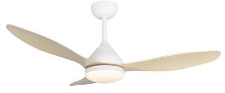 wonderlamp - Ventilador de techo LED Cavil Blanco con aspas de madera clara 20W CCT 3000-4000-6000K