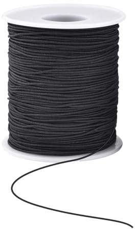 WanWorlder Fil Nylon pour Bracelet 1mm X 50m Cordon Satin De Soie Cordon Bracelet Coulissant Fil Cordon Tissu ÉLastique Fil pour Tisser des Colliers Bracelet Perle Bijoux DIY (Black, Taille Unique)