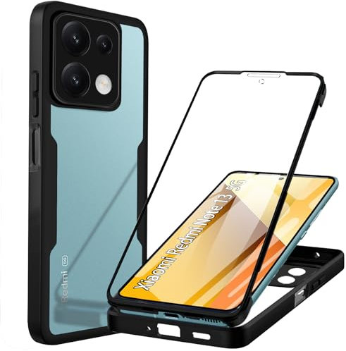 Coque pour Redmi Note 13 5G (Pas pour Redmi Note 13 4G) Antichoc Housse avec Protège-écran 360 Full Body Protection Etui Robuste Double Face Transparent TPU Coque pour Xiaomi Redmi Note 13 5G, Noir