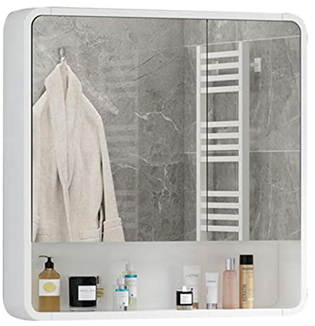 TZUFA Medizinschrank, Doppeltür-Medizinschrank, Massivholz-Badezimmerspiegelschrank, Haushaltsbadezimmerspiegel mit Regal, an der Wand montierter Spiegelschrank zur Aufbewahrung