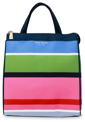 kate spade new york Bonita bolsa de almuerzo para mujer, bolsa de almuerzo de gran capacidad, lonchera para adultos con forro interior plateado con aislamiento térmico y bolsillo de almacenamiento,