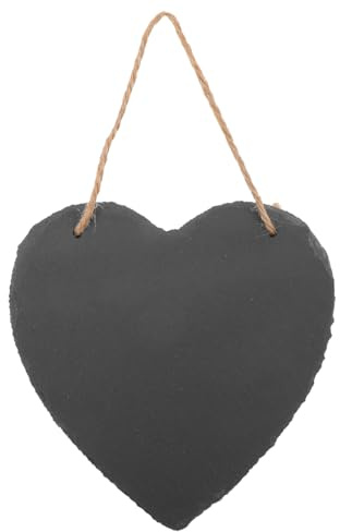 Heart-Shaped Hanging Chalkboard with Rope – Reusable Erasable Memo Board for Plants, Wedding Table Numbers, Party Favors – Small Blackboard Sign for Gardening Labels, Crafts & Home Decor (15cm, Black