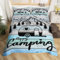Loussiesd Camper Bettwäsche Set Happy Camping Bettwäsche 135x200cm Wohnmobil Auto RV Camping Bettbezug Holz Korn Blau Dekor Bettwäsche für Mädchen Jungen Kinder Rustikaler Bauernhaus-Stil Bettbezug