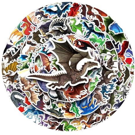 100 Stück Drachen Aufkleber, Niedlich Deko für Wasserflaschen Laptop Telefon Gitarre Skateboard Computer Koffer Fahrrad Dragons Stickers Wasserdicht Ästhetisch Aufkleber für Jugendliche Kinder