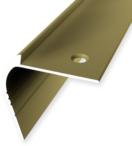 Treppenkantenprofil 50 x 48 x 2500 mm Winkelprofil Aluminium hochwertig Versenkt Gebohrt Gold Einfasshöhe 5 mm Küberit