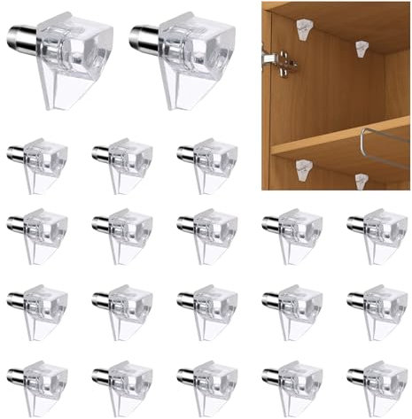 20pcs 3/16 Inch Shelf Support Pegs,Clear Plastic 5mm Shelf Pins,Shelf Support Pins for Wood Shelving,Kitchen,Furniture Shelf Bracket Nail