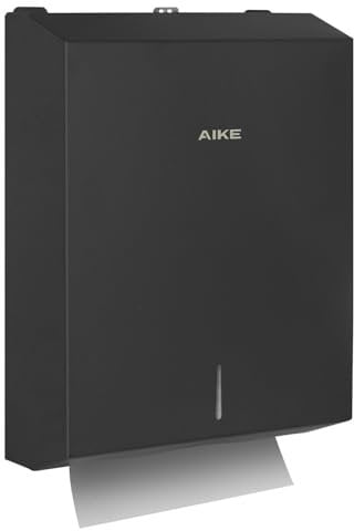 AIKE 400 Blatt Papierhandtuchspender Commercial Edelstahl Wandmontage mit Schloss AK5181 (H2 und Z/N-Falt gefaltet Größe 27 x 10 cm oder Kleiner)