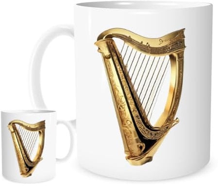 11OZ Irish Golden Celtic Harp Design Mug for Tea or Coffee