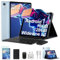 Bvlary 2025 Android 14 Tablet 10 Zoll mit 5G WLAN 6, 16 GB RAM+128 GB ROM 1TB, GPS, Octa-Core, 8MP + 13MP, 1280 x 800, 6000mAh, Tablet mit Tastatur+Maus + Hülle -Blau