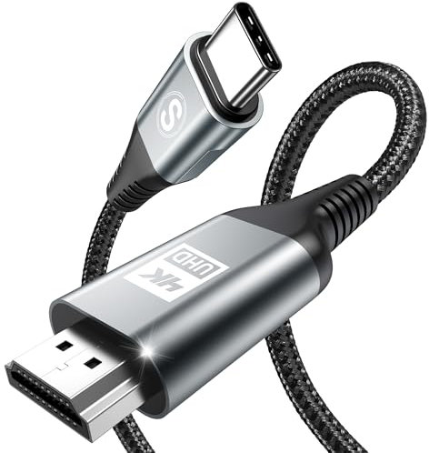 sweguard Câble USB C vers HDMI 1M (4K@60 Hz), Câble USB Type C vers HDMI Thunderbolt 3/4 compatible pour i Phone 16 15 Pro Max, MacBookPro/Air, iMac, iPad, Samsung S24 S23 à S8, Surface, Dell, HP