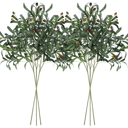 Giegxin 6 Pcs 39 Inch Fake Olive Branches Faux Olive Branches Tall Long Faux Olive Branches for Vase Artificial Tree Branches Decorative with Olive Fruits for Home Wedding Greenery Decor Indoor