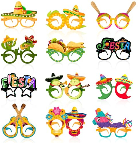 Kaxulvoblig Mexican Fiesta Party Glasses, 36 Pcs Mexican Party Paper Glasses Set - Cinco De Mayo Paper Glasses for Mexican Birthday Party Decorations