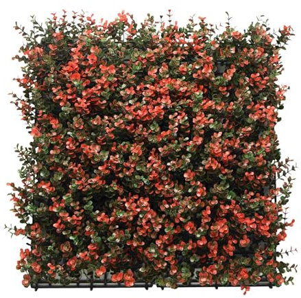 Well Home Jardín Vertical Artificial, Panel de Seto 100x100cm, para decoración Interior y Exterior - Flores Rojas realistas