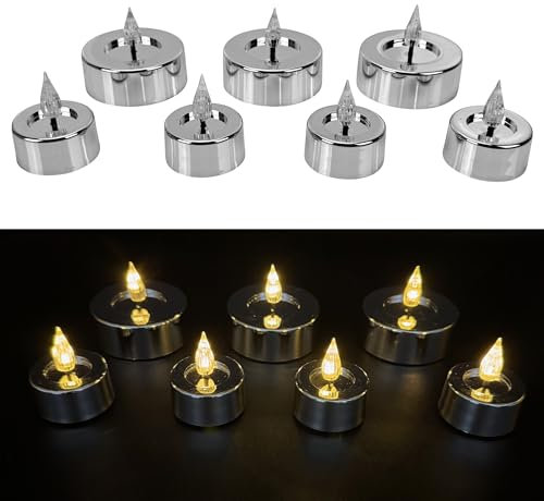 Online Fuchs 7er Set LED Kerzen Teelichter XL Shiny mit 6-Stunden Timer und spiegelnder Glanzoberfläche (Silber)