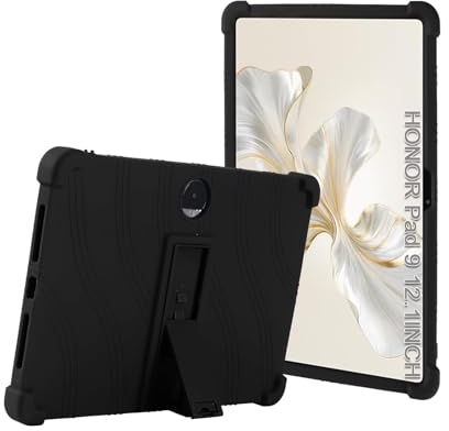 Case for Honor Pad 9 12.1 inch Tablet，Soft Silicone Lightweight & Shockproof Protective Case with Adjustable Stand for Honor Pad 9，Black