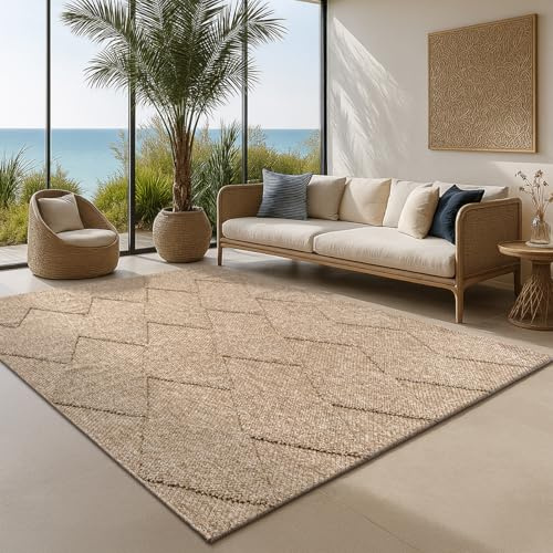 the carpet Cairo – Outdoor rug, weather‑resistant, natural jute look with loop design, durable, easy‑care, for balcony, terrace & garden, 80 x 150 cm