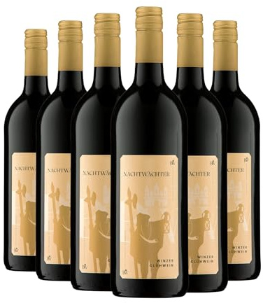 Burkheimer Nachtwächter Glühwein rot - gewürzter Rotwein mit Zimt, Nelken & Sternanis, fruchtig-beerig & harmonisch - ideal für Winterabende, Advent & Weihnachten, Wein vom Kaiserstuhl, Baden (6 x 1l)