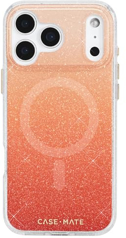 Case-Mate iPhone 17 Pro Max Case [Compatible with MagSafe] - Stylish Sparkly Phone Case with 12ft Drop Protection - Premium Magnetic Cover for iPhone 17 Pro Max - Twinkle Orange Ombre