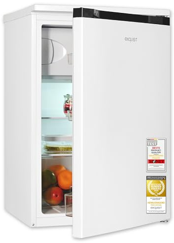 Exquisit Kühlschrank mit Gefrierfach - 107 Liter Vollraumkühlschrank Weiß | Kompakter Mini-Kühlschrank mit 4-Sterne Gefrierfach - Leise 37 dB - EEK C - Ideal für Singles & Büros - 85 cm Hoch