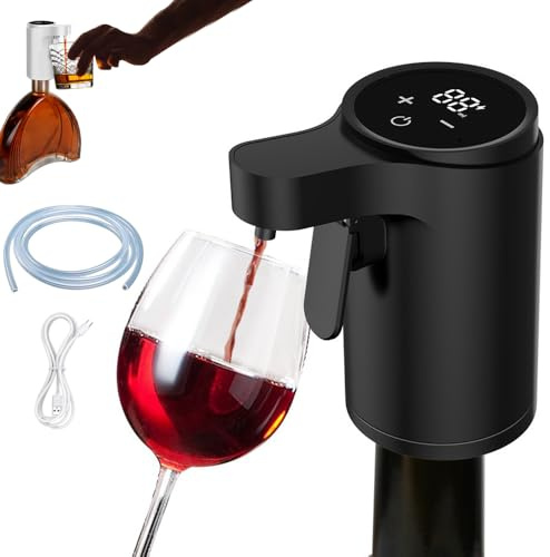 Hydrasport Pro Liquor Dispenser, 5-in-1 Hydrasportpro-Smart Dispenser, Elektrischer Wein-Dekanter mit Weinbelüfter, Einstellbar Weinausgießer Wiederaufladbar Automatischer Dekanter für Wein (Schwarz)