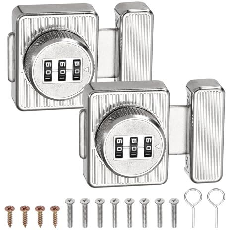 PATIKIL 2 PCS Combination Cabinet Lock, 2 Inch 3-Digit Keyless Metal Drawer Locks with for Kitchen Cabinet Closet Cupboard Locker Wooden Door,Silver