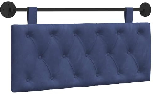 vidaXL Hängendes Kopfteil Polizeiblau Samt, Schlafzimmer, modernes Wand-Kopfteil, rechteckig mit Samtbezug, gesteppt, Holzwerkstoff, platzsparende Dekoration