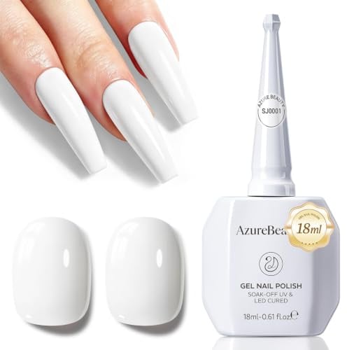AZUREBEAUTY UV Nagellack Weiß, 18 ML Gellack Gel UV für UV/LED Nagellampe Soak Off Langlebige French Maniküre Gelnägel All-MatchStil, Salon & Heimgebrauch Nail Art DIY