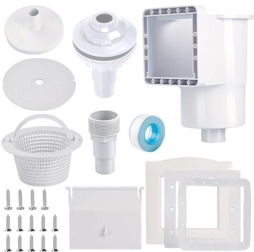 KEAGAN Einbauskimmer Skimmer Pool Set Einlaufdüse Großem Skimmer Korb mit Dichtung Skimmerklappe Skimmerdeckel Schlauchanschluss Pool-Reinigungsset