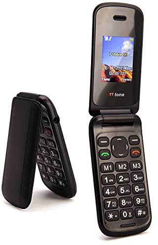 TTsims-Flip TT140 Mobile Phone Camera Bluetooth Cheapest Folding Clamshell Phone (With Mains Charger) (BLACK)