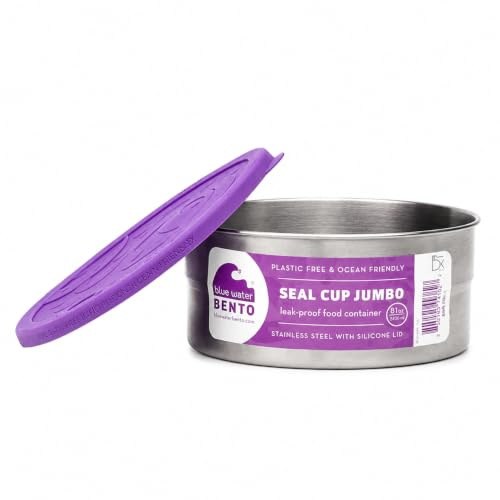 ECOlunchbox Seal Cup Jumbo - 1,360.8 g auslaufsicherer Edelstahlbehälter | 1,360.8 g auslaufsicher; Oktopus Tentakel Silikondeckel; 100% plastikfrei; spülmaschinen- & backofenfest; große Portionen