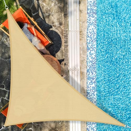 AXT SHADE Toldo Vela de Sombra Triangular 3x3x4,25m Protección Rayos UV y HDPE Transpirable para Exterior Terraza Patio Jardín-Arena